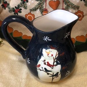 Certified International Mary Beth Baxter Snowman Pitcher 11”x12”